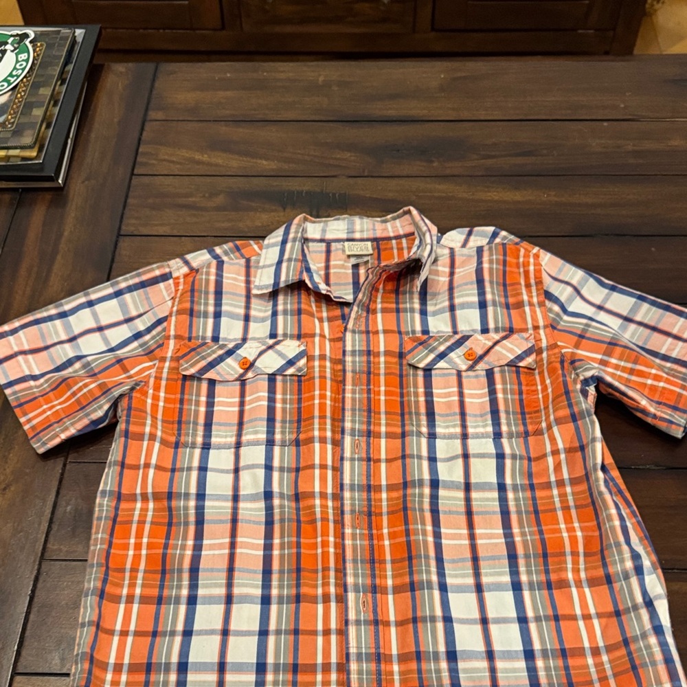 Canyon River Blues kids Pipeline Vibrant Orange and Blue Plaid Shirt